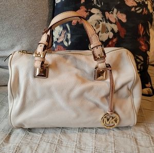 Michael Kors Grayson Medium Satchel in Beige